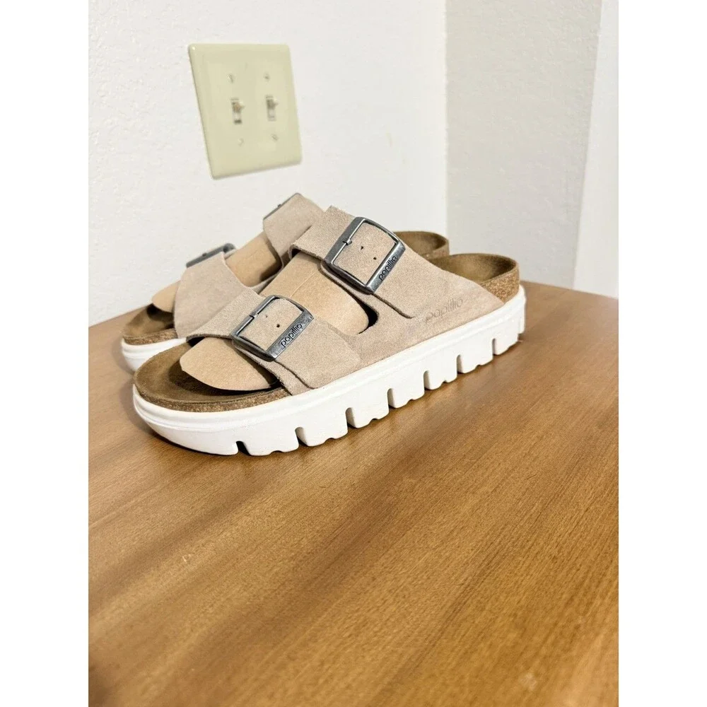Birkenstock Arizona Chunky Birko-Flor Suede Sandal Warm Sand (Papillio) Size 7